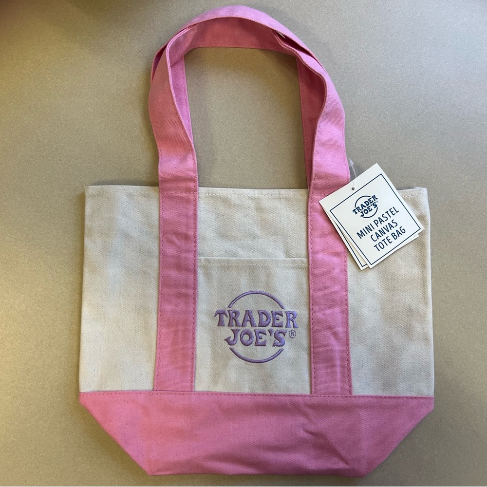 Pink and Cream Canvas Tote Bag